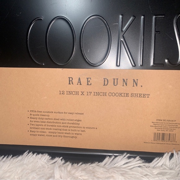 Rae Dunn Cookie Sheet Non Stick Black 12x17 Steel “COOKIES” Baking - Picture 2 of 3